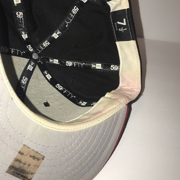 Vintage Miami Heat Hat Cap Retro Fitted Mens 7 1/2 Black Red New Era NBA HWC - Picture 7 of 8